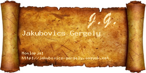 Jakubovics Gergely névjegykártya
